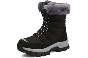Dhinash Women's Snow Boots Waterproof Winter Boots Warm Anti-Slip Ankle Boots Fur Lined Booties Ladies Short Boots Outdoor Shoes Walking Boots Trekking Boots Hiking Boots Black Grey Purple 4-9UK