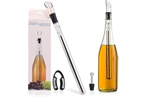 CPYJW 4 in 1 refrigeratori per vino in acciaio inox,Bacchetta Refrigerante Refrigeratore per Bottiglie Vino Asta di Raffreddamento Inox di qualità Aeratore Decanter per Amanti del Vino
