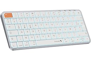 ProtoArc Retro Eclairé Clavier pour Mac Compact sans Fil, K90-A AZERTY Clavier Bluetooth, Multi-Appareils, Plat et Silencieuse, Rechargeable USB-C, Compatible avec MacBook Pro/Air, iPad, iPhone