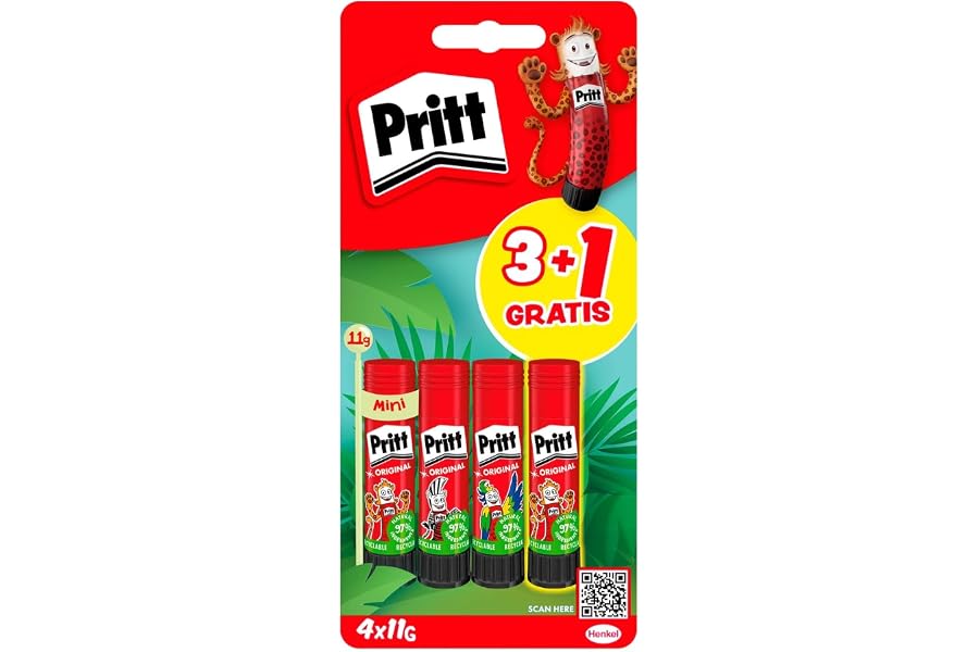 Pritt Barra Adhesiva, pegamento infantil seguro para niños para manualidades, cola universal de adhesión fuerte para estuche