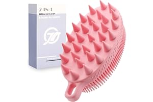 FREATECH Spazzola per Corpo in Silicone a 2 Lati per Pulizia Pelle e Capelli, 2-in-1 Spazzola Doccia in Silicone e Spazzola Shampoo per Cuoio Capelluto Massaggiatore, Facile da Pulire, Rosa