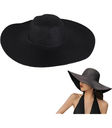 XGOPTS Cappello Da Sole A Tesa Larga Reversibile Per Donna - Cappello Da Spiaggia Estivo In Misto Cotone, Unisex, Taglia M (56-58 Cm), Colore Nero