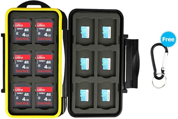 JJC Étui pour Cartes Mémoire - 24 Fentes pour Rangement Cartes SD et Cartes Micro SD avec Mousqueton