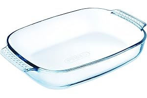 Pyrex Borosilicate Glass Rectangular Roaster with Easy Grip Handles, 39x25cm