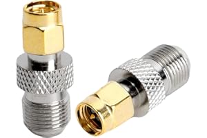 ACONRFTOL SMA Male to F Type Female Coaxial Connector F Type Female to SMA Male Adapter SMA to F Type RF Coaxial Adapter SMA Plug to F-Type Female TV Antenna Connector for FM AM DAB+ Radio Video 2Pack