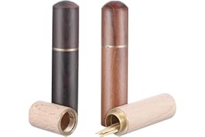 Ymapinc 3Pcs Wooden Toothpick Holder Dispenser - 8.2cm Long Portable Travel Tooth Picks Case for Pocket Pick Holder Purse - Easy Carry for Men Women