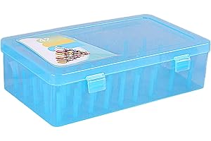 Benoon Caja de almacenamiento de costura de 42 ejes, caja de hilos de coser transparente, organizador de alambre de aguja, contenedor organizador de herramientas y almacenamiento, color azul