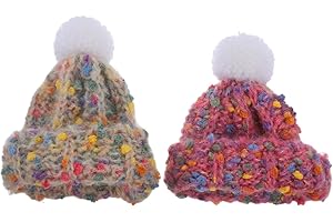 SHINEOFI 2pcs Cute Mini Knitted Hats for Dolls Tiny Fuzzy Beanie Accessories for Crafts Diy Projects Dollhouse Ornaments Soft Wool Winter Caps for Imaginative Play