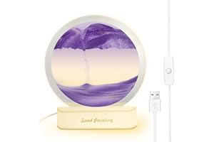 NTMAICHY Flowing Sand Painting Moving Sand Art, 3D Deep Sea Sandscape Hourglass in Liquid Motion Display Table Lamp, Moving Sand Art Home & Office Desktop Decorations Purple