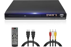 JOVELL DVD Player for TV, Multi Region HD DVD Players with HDMI & RCA Cable, Full HD 1080P All-Region Free DVD CD MP3 Player with USB Input Remote Control
