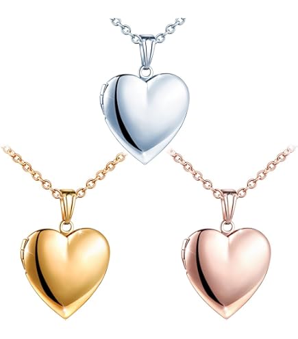 Liitata Collana con medaglione a forma di cuore, 2 pezzi, con motivo a forma di cuore, in acciaio inossidabile, per donne e ragazze, regalo di compleanno, souvenir - argento