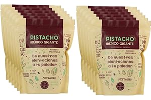 LA PISTACHERIA Pistacho Ibérico Gigante Tostado Natural Ligeramente Salado Snack Saludable Gourmet Origen Español Bolsa Resellable Fuente Fibra Proteína Crocante Ideal Aperitivo Vegano (Caja de 3Kg (12 x 250 gr))