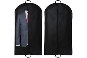 AGOGUE 2 Stück Kleidersäcke, 60 x 100cm Kleidersack Anzug, Anzug Mit Tragegriff Aufbewahrung Kleiderhülle, Kleiderschutzhülle Atmungsaktive Anzugtasche für Jacken und Kleid Aufbewahrung (Schwarz)