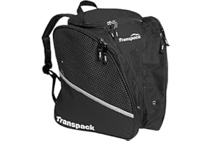 TRANSPACK Unisex Adults Water-Resistant Tough Rugged Lightweight 33L Ice Skate Backpack Bag | Carries Skates, Helmet and Gear, Black