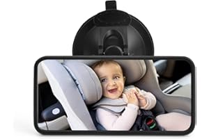 JOYAN 360°Auto Rückspiegel fur Baby, Baby Rücksitzspiegel, Spiegel Auto Baby, Baby Mirror, Spiegel Auto Baby Rückbank, Baby Autospiegel, Schwarz, 12x6cm
