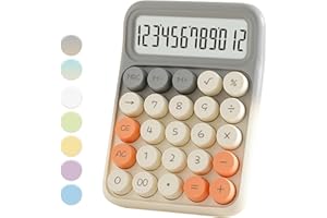 QpenguinBabies Calculatrice Grise et Blanche, Standard, 12 Chiffres, Gros Boutons, Bureau, Maison, École, Gris/Blanc