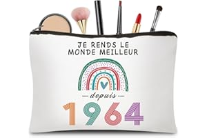 CoCoCherry Cadeau Anniversaire Femme 60 Ans - Cadeau 60 Ans Femme Trousse Maquillage, Cadeau Personnalisé Femme 60 Ans
