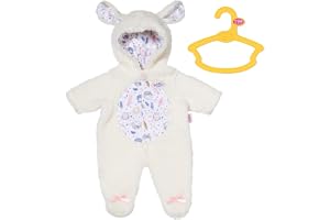 BABY född kostym i fårlook med huva och fåröron, sparkdräkt för 43 cm dockor, 838853 tapp skapelse