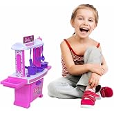 Toyzone Barbie Kitchen Set-45977|My Little Girls Toy|Kitchen Set for Kids|Barbie Kids Kitchen Chef|Role Play Set| Cooking Toy|Pretend Play Kitchen Accessories Set|Household Set