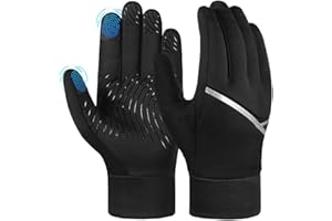 ‎AOPOW AOPOW Kinder Handschuhe Warme Winterhandschuhe -Kids Outdoor Sport Thermo Fleece Fahrradhandschuhe Laufhandschuhe mit Anti-Rutsch Touch Screen für Klein Junge Mädch Schwarz