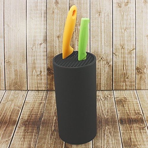 COM-FOUR® Universal-Messerblock mit Welleneinsatz, Allzweckbox, Ø11,3 cm, schwarz (1 Stück – schwarz) - 2