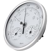 3'&uuml; 1 arada 130 mm mekanik hava istasyonu: ev i&ccedil;i termometre, higrometre, barometre, pil gerektirmez, al&uuml;minyum g&ouml;vde