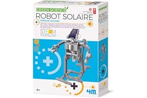 4M Kidzlabs GREEN SCIENCE: ROBOT SOLAIRE / EMBALLAGE F R A N C A I S, H14cm, à l'aide des panneaux solaires et un moteur le robot peut se déplacer, instructions détaillées incluses, boîte 24x22x6cm, 5+