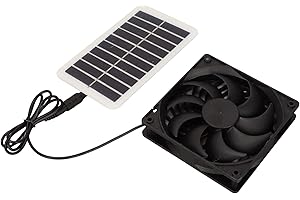 LEFTWEI Ventilateur D'extraction de Panneau D'alimentation Solaire, Ventilateur D'extraction Solaire Extérieur 15W 5V, Panneau Solaire Extérieur pour Serre Camping-car Maison Poulailler