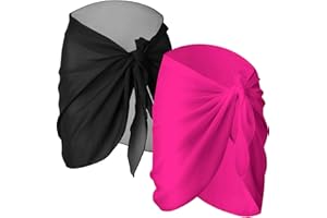CHUANGDI 2 Pezzi Nero e Bianco Donne Spiaggia Wrap Sarong Coprire Gonne Avvolgenti del Costume da Bagno Chiffon