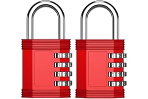 ZHEGE Combination Padlock for Locker, 4 Digit Padlocks with Code, Combination Lock Outdoor, Heavy Duty Gate Number Padlock, Weatherproof Garden Shed Code Padlock (Red, 2 Pack)