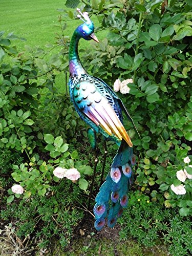 Dekofigur Pfau Dekovogel 90 cm Teichfigur Metallfigur Gartendeko Teich Fischteich