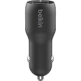 Belkin Doppio caricabatteria da auto USB da 24 W (Caricabatteria da auto Boost Charge con 2 porte USB per iPhone 14/14 Plus, 