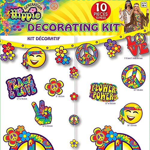 Hippie-Dekoration 70er 60er Party-Kit, 10 Stück - 3