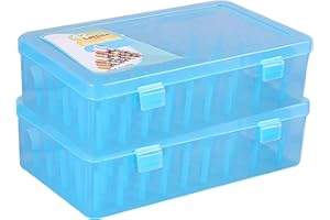 WEDUSPATY La conservazione del filo di cucito contiene 42 spool 2pcsish filo filo vuoto vano di cotone visibile scatola di cucito a prova di perdita di plastica per cuciture bobine da ricamo blu, archiviazione