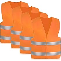 Gilet Alta Visibilità - 4 Pezzi, Riflettenti, Arancione, Per Sicurezza Stradale E Lavoro - Foto 2
