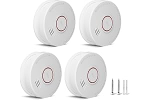 WELITE Détecteur de fumée Garantie 10 Ans Alarme Incendie Batterie 9V remplaçable détecteur de fumée avec Certification DIN EN14604 et BSI 4 Cartes