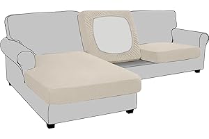 BXFUL Sofa Sitzkissenbezug, Sofa Sitzkissenbezug Stretch, Elastischer Kissenbezüge, Husse Überzug Bezug Für Sofa Sitzkissen, rutschfest Stoff Tartan (Großer 1-Sitzer,Beige)