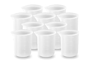 LEFUTE 10 Pcs 100ml Silicone Measuring Cups,Precise Scale Squeeze and Pour Liquid Measure Cup for Handmade Craft Resin DIY Glue Tools Non-Stick Mixing Cups