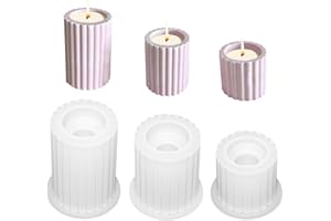 ‎FZQBEY 3 Stück Silikonform Kerzenhalter, Silikonformen Gießformen, für Teelichter und Stabkerzen, Gießformen Silikon, Runde Silikon Gießform Kerzenhalter, Beton Gießform für DIY Teelichthalter Kerzenständer