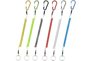 TSUWNO Set di 6 Portachiavi a Spirale con Moschettone e Cordini Estensibili Ideali per Canottaggio,Kayak,Campeggio e Caccia.Utensili pratici e sicuri per Proteggere Le tue Chiavi e Oggetti Personali.