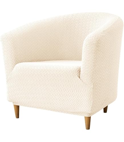 Housse De Fauteuil Chesterfield Jacquard Épaisse - Extensible Antidérapante Lavable Beige
