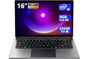 MOROSTRON laptop 16-inch , 8GB DDR 256GB SSD portable laptop, expandable to 1TB, Pentium quad-core CPU up to2.6 GHz, 9000mAh battery, Mini HDMI interface, USB3.0 interface, dual-band WiFi, webcam, slim laptops