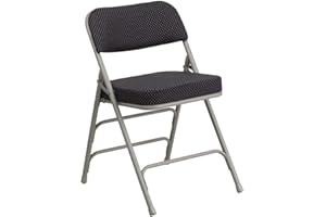 Flash Furniture 4 Pk. HERCULES Series Premium Curved Triple Braced & Double Hinged Black Pin-Dot Fabric Metal Folding Chair