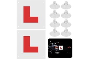 Keruhsci Pack of 2 Fully Magnetic L Plates for Car UK,Learner Plates Magnetic with 8 Suction Cups,Reflect Light When Driving at Night,Perfect Choice for Driving Security