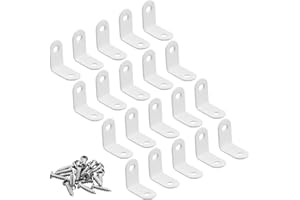 GUDQVOZIHG 20 connecteurs d'angle blancs, 30 x 30 x 16 mm en acier inoxydable Equerre métallique 90 degrés, petit angle avec vis, forme en L Equerre de meuble Equerre d'angle en acier pour meuble,équerre Bracket