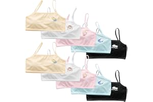 ACMEDE Confezione da 8 Reggiseno da Allenamento per Ragazze 4-16 Anni Reggiseni Sportivi in Cotone Top Corto da Bambina Traspirante Reggiseno Sportivo Canottiera Reggiseno Senza Ferretto