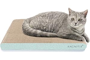 AMZNOVA Cat Scratcher, Durable Recyclable & Reversible Scratching Pad, Cardboard with Catnip, Extra Wide, Glitter Green