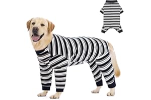 FEimaX Traje de Recuperación para Perros Después de la Cirugía, Protector de Heridas Abdominales para Perros Hembras y Machos, Body Quirúrgico de Manga Larga para Mascotas (Negro, XL)