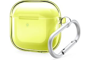 elago Genomskinligt Fodral för AirPods 5 & AirPods 4 | Karbinhake Ingår, Premium TPU-Fodral, Stöd för Trådlös Laddning, Hörlurstillbehör (Neongul)