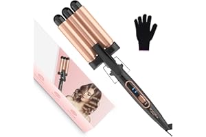 BESTOPE MIX Welleneisen, Lockenstab 3 Fässer Welleneisen für Haare 22mm Keramik Mermaid Hair Waver PTC Schnellheizung 150°C/210°C Welleisen Beach Waves Lockenstab für Kurze und Lange Haare